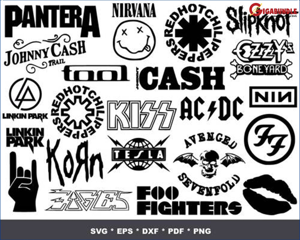 400+ Rock band logo bundle svg, png, dxf, eps