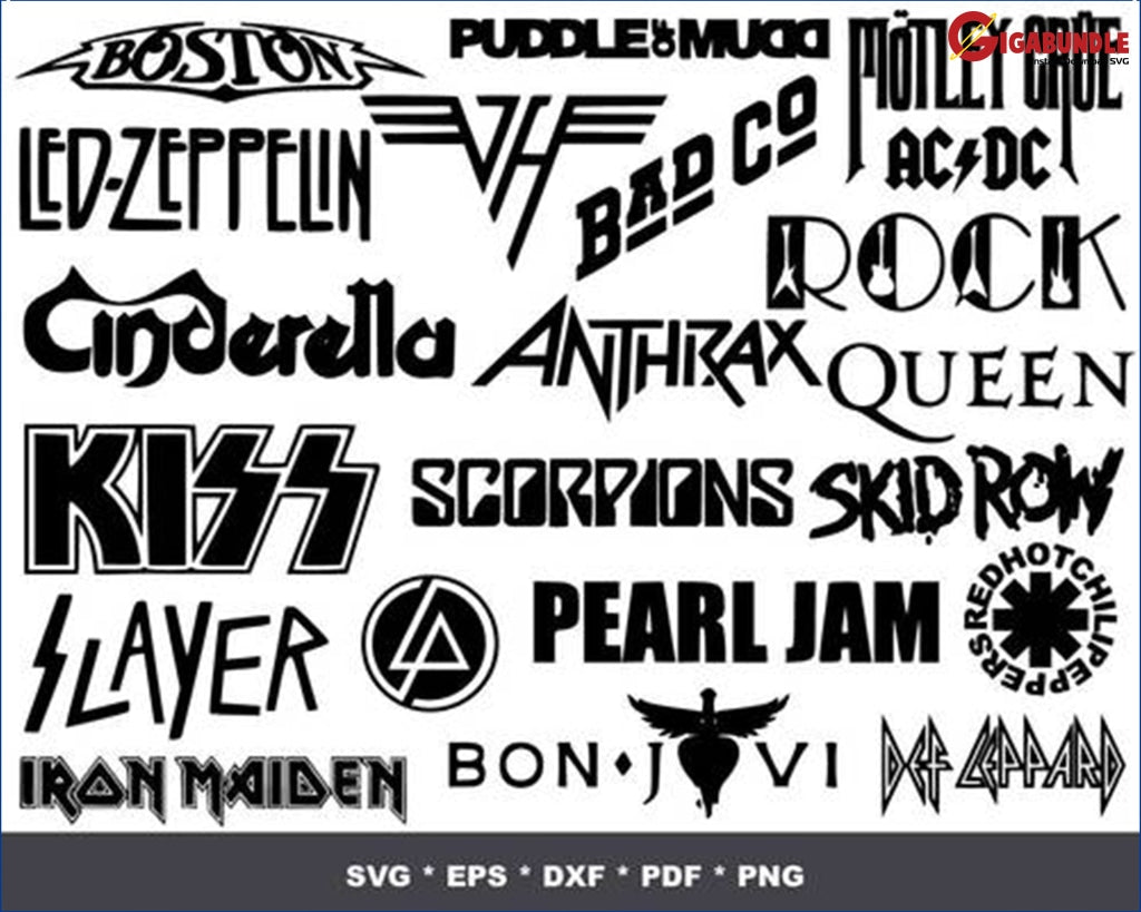 400+ Rock band logo bundle svg, png, dxf, eps – Mainbundle