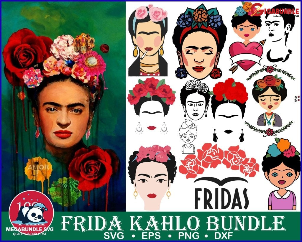 Frida Kahlo Svg Bundle 100+ Svg, Png, Dxf, Eps 3.0