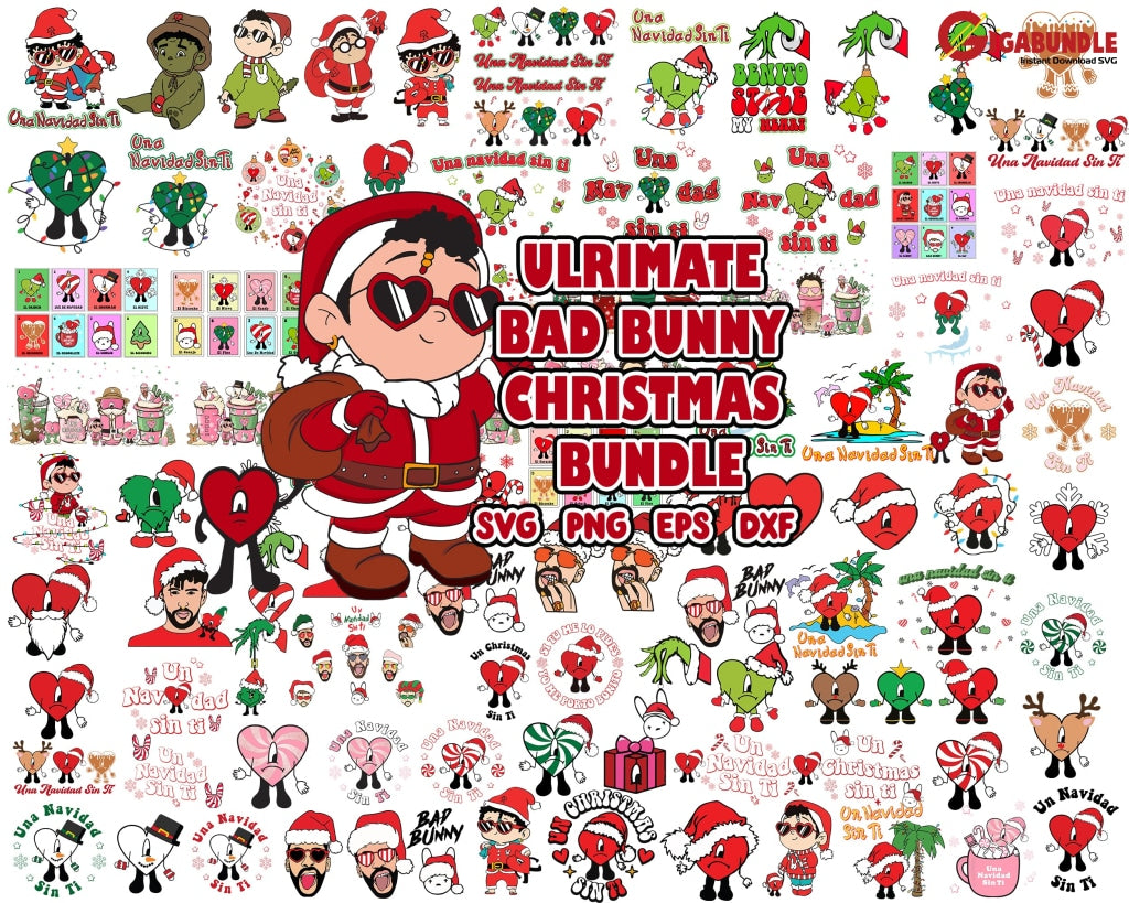 Ultimate Bad Bunny SVG Bundle, Una Navidad Sin Ti Svg, Bad Bunny Navidad Png, Una Christmas Sin Ti, Bad Bunny Christmas Png, Digital Download