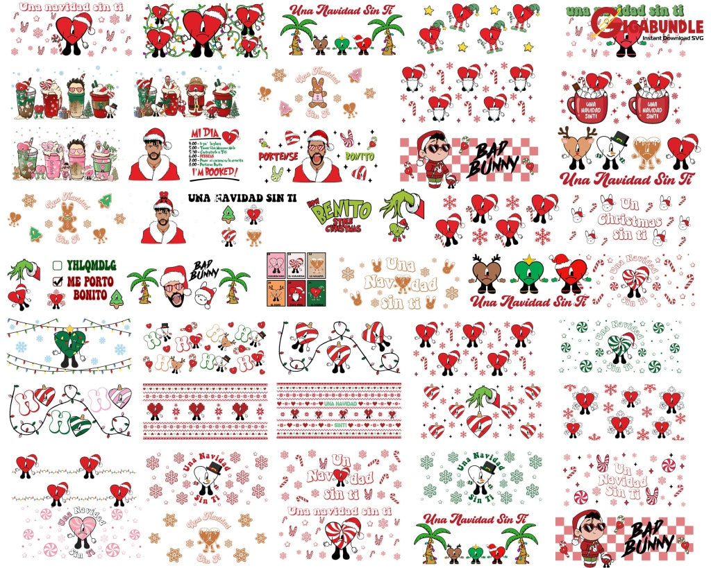 Ultimate Bad Bunny SVG Bundle, Una Navidad Sin Ti Svg, Bad Bunny Navidad Png, Una Christmas Sin Ti, Bad Bunny Christmas Png, Digital Download